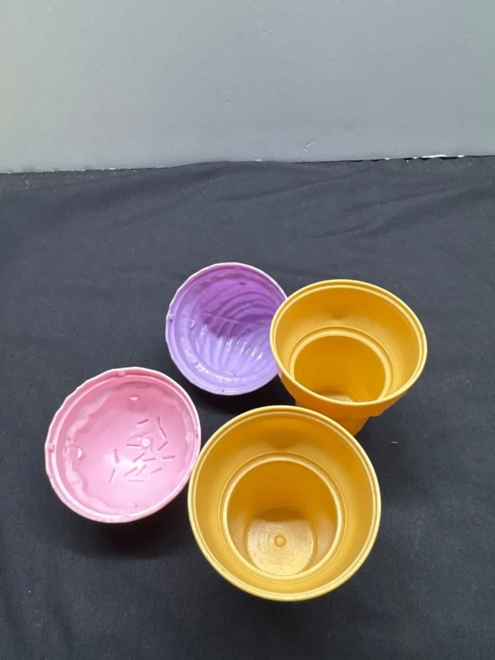Plastic Ice Cream Cone Toys Set Of 2 Pink & Purple Detachable Tops Pretend Play
